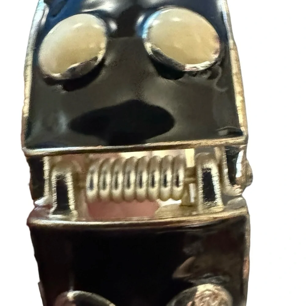 Chunky black and white hinged bracelet